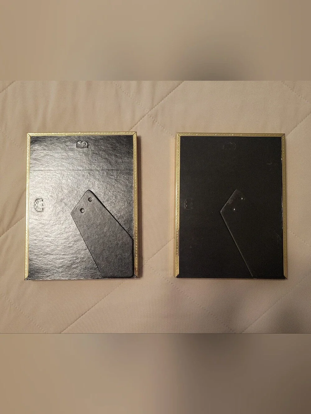 Set of two Vintage Mid Century Modern gold-toned metal shadow box picture Frames